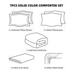 weigelia Queen Comforter Set 7 Pieces Oatmeal Comforters Queen Size Soft Fluffy Bedding Comforter Set with Fitted Sheets, Flat Sheets, Pillow Shams, and Pillowcases