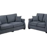 Classic Boneless Couch Sofa for Living Room Stuff 2pc Dark Set W Gray Corduroy Pillows Loveseat Adhd Square Arms Plush Armchairs