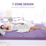MUXHOMO 3 Inch 7-Zone Queen Mattress Topper, Egg Crate Foam Mattress Topper Queen Size for Back Pain, Lavender Cooling Gel Infused Bed Pad, CertiPUR-US and Oeko-TEX Certification (60"×80")