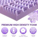 MUXHOMO 3 Inch 7-Zone Queen Mattress Topper, Egg Crate Foam Mattress Topper Queen Size for Back Pain, Lavender Cooling Gel Infused Bed Pad, CertiPUR-US and Oeko-TEX Certification (60"×80")