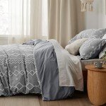 Bedsure Boho Duvet Cover Queen Size - Cationic Dyed Tufted Duvet Cover Set, 3-Piece Shabby Chic Boho Bedding for All Seasons (Dark Grey, 90" x 90")