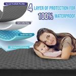 HYLEORY Queen Size Waterproof Mattress Pad Protector, Breathable Quilted Mattress Cover Noiseless Waterproof Fitted Sheet Mattress Topper Upto 21" Deep Pocket, Dark Grey