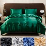 Solid Color Satin Duvet Cover Set,Quilt Cover and Pillowcases,Luxurious Bedding Ensemble with Rich Sheen,Easy Care,Wrinkle-Free