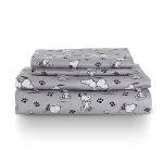 Berkshire Blanket Peanuts® Kids Sheet Set, Full Size - 4 Pieces, Peanuts® Mini Poses and Paws Grey, Cute Character Snoopy Printed Soft Microfiber Bed Sheets