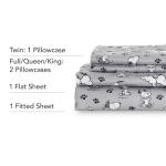 Berkshire Blanket Peanuts® Kids Sheet Set, Full Size - 4 Pieces, Peanuts® Mini Poses and Paws Grey, Cute Character Snoopy Printed Soft Microfiber Bed Sheets