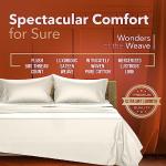 TEXAS LINEN CO. 100% Egyptian Cotton Sheets, 600 Thread Count 4 PC Queen Size Sheet Set, Soft Cooling, High Thread Count Sateen, Extra Long Staple Luxury Bedding, 16 in Deep Pocket - Ivory