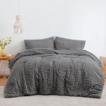 Love's cabin Seersucker Dark Grey Twin Comforter Set 5 Pieces, All Season Bedding Set, Twin Bed in a Bag Comforter Set with Comforter, Flat Sheet, Fitted Sheet, Pillowcase and Pillow Sham