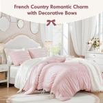 Intelligent Design Queen Comforter Set Ruched Shabby Chic Comforters for Queen Size Bed, All Season Lightweight Comforter Queen, French Country Bedding Set, Shams, Ella, Full/Queen, Pink 3 Piece