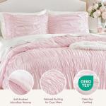 Intelligent Design Queen Comforter Set Ruched Shabby Chic Comforters for Queen Size Bed, All Season Lightweight Comforter Queen, French Country Bedding Set, Shams, Ella, Full/Queen, Pink 3 Piece