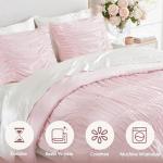 Intelligent Design Queen Comforter Set Ruched Shabby Chic Comforters for Queen Size Bed, All Season Lightweight Comforter Queen, French Country Bedding Set, Shams, Ella, Full/Queen, Pink 3 Piece