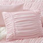 Intelligent Design Queen Comforter Set Ruched Shabby Chic Comforters for Queen Size Bed, All Season Lightweight Comforter Queen, French Country Bedding Set, Shams, Ella, Full/Queen, Pink 3 Piece