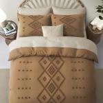 Oli Anderson Tufted Duvet Cover King Size, Soft and Lightweight Duvet Covers Set for All Seasons, 3 Pieces Boho Embroidery Shabby Chic Bedding Set (Pumpkin Brown, King, 104"×90")