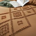 Oli Anderson Tufted Duvet Cover King Size, Soft and Lightweight Duvet Covers Set for All Seasons, 3 Pieces Boho Embroidery Shabby Chic Bedding Set (Pumpkin Brown, King, 104"×90")