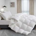 ALPSWAN Goose Feather Down Fiber Comforter King Size, White Polyester Cotton Duvet Insert, All Season Medium Warmth Fluffy Bedding Comforter (White, King)