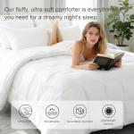 ALPSWAN Goose Feather Down Fiber Comforter King Size, White Polyester Cotton Duvet Insert, All Season Medium Warmth Fluffy Bedding Comforter (White, King)