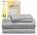 California Design Den Queen Sheets Set - Soft 400 Thread Count Sateen, 100% Cotton Sheets, Deep Pockets with All Around Elastic for a, Cool & Durable Bedding Set - Light Grey