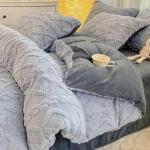 Milk Fleece Single Duvet Cover Autumn/winter Thickened Warm Solid Color Duvet Cover Bedding for Double Use