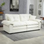 84' Chenille Recliner Sofa with 2 Pillows & Memory Foam - Beige