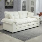 84' Chenille Recliner Sofa with 2 Pillows & Memory Foam - Beige