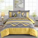 Anibedding Yellow Comforter Set Queen Size,8 Pieces Bed in a Bag Patchwork Striped Bedding Sets,Boho Soft Microfiber Bedding Set for All Season(90"×90")