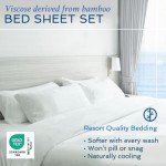 Hotel Sheets Direct 4 Piece Bed Sheet Set King, 100% Viscose Derived from Bamboo Sheets Set with 2 Pillowcases, Cooling & Breathable Luxury Bedding, Moisture-Wicking & Silky Soft Texture, Navy Blue
