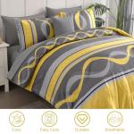Anibedding Yellow Comforter Set Queen Size,8 Pieces Bed in a Bag Patchwork Striped Bedding Sets,Boho Soft Microfiber Bedding Set for All Season(90"×90")