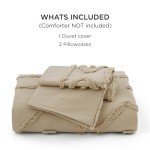 Bedsure Cotton Duvet Cover King Size - Tufted Geometry Duvet Cover Set, 3-Piece Soft and Breathable Boho Bedding Set for All Seasons (Nomad, King, 104"x90")