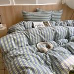 1pc Blue Stripe Cotton Duvet Cover 150x200 Queen Size Japanese Style housse de couette Skin friendly Breathable Comforter Sets