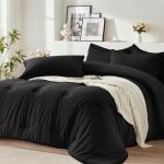 Easthome King Comforter Set 7 Pieces - Ultra-Soft Bed in a Bag King Size, Cozy Luxury Bedding Sets with All Season Comforter, Flat Sheet, Fitted Sheet, 2 Pillow Shams & 2 Pillowcases, Black