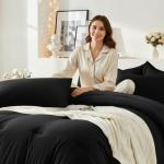 Easthome King Comforter Set 7 Pieces - Ultra-Soft Bed in a Bag King Size, Cozy Luxury Bedding Sets with All Season Comforter, Flat Sheet, Fitted Sheet, 2 Pillow Shams & 2 Pillowcases, Black