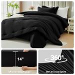 Easthome King Comforter Set 7 Pieces - Ultra-Soft Bed in a Bag King Size, Cozy Luxury Bedding Sets with All Season Comforter, Flat Sheet, Fitted Sheet, 2 Pillow Shams & 2 Pillowcases, Black