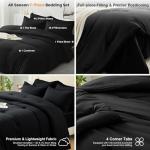 Easthome King Comforter Set 7 Pieces - Ultra-Soft Bed in a Bag King Size, Cozy Luxury Bedding Sets with All Season Comforter, Flat Sheet, Fitted Sheet, 2 Pillow Shams & 2 Pillowcases, Black