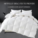 SHOUREN White Luxurious Goose Feather Down Fiber Comforter, All Season Hotel Collection Bed Comforter，Ultra Soft 100% Cotton Duvet Insert with Corner Tabs, Queen Size 90"X90"