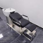 Hair Salon Half Lying Shampoo Chair Special Hairdressing Barber Shop Soft Pillow Stainless Steel Flushing Bed