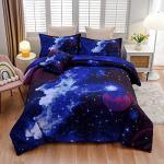 A Nice Night Galaxy 6Pcs Bedding Sets Outer Space Comforter Bed in a Bag 3D Printed Quilt,for Children Boy Girl Teen Kids,Twin 6Pcs