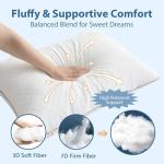 JOLLYVOGUE Pillows Queen Size Set of 2, Oeko-Tex Certified Bed Pillows for Side, Back, and Stomach Sleepers - Medium Support Down Alternative Filling, Machine-Washable