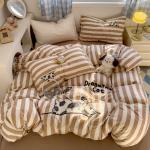 Brown Stripe Bedding Comforter Set Pillowcase bed sheet Single Full Size Bed Linen Duvet Cover Set Queen/King Double Single Bed
