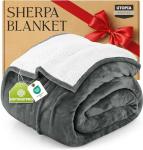 Utopia Bedding Sherpa Blanket Twin Size (Grey, 60x80 Inches) - Soft Lightweight Plush Fleece Reversible Winter Blanket for Bed, Sofa, Couch, Camping and Travel
