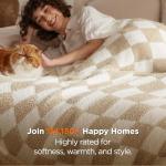 Bedsure Throw Blanket for Couch Bed Sofa - Super Soft, Beige, Checkered Throw Blanket, GentleSoft, Fluffy, Cozy, Santa Gifts for Women, 50x60 Inches