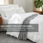 ALPSWAN Goose Feather Comforter Queen Size, White Polyester Cotton Duvet Insert, All Season Hotel Bedding Down Comforter with Corner Tabs (White Polycotton-50% Goose Feather Filled, Queen)