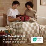 Bedsure Throw Blanket for Couch Bed Sofa - Super Soft, Beige, Checkered Throw Blanket, GentleSoft, Fluffy, Cozy, Santa Gifts for Women, 50x60 Inches