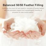 ALPSWAN Goose Feather Comforter Queen Size, White Polyester Cotton Duvet Insert, All Season Hotel Bedding Down Comforter with Corner Tabs (White Polycotton-50% Goose Feather Filled, Queen)