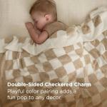 Bedsure Throw Blanket for Couch Bed Sofa - Super Soft, Beige, Checkered Throw Blanket, GentleSoft, Fluffy, Cozy, Santa Gifts for Women, 50x60 Inches