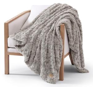 UGG Adalee Faux Fur Throw Blanket Luxury Lightweight Cozy Soft Throw for Couch Bed or Chair Hypoallergenic Machine Washable Double-Sided Fluffy Blanket Home Decor, 50-inch x 70-inch, Seal Grey