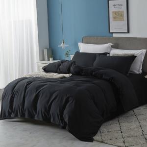 Brushed Fabric Duvet Cover Soft Cozy Comforter COver with Zipper Closure Grey/Black Bedding Duvet Cover with Pillowcase