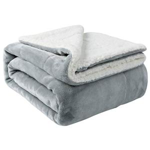 NANPIPER Sherpa Blanket Twin Thick Warm Blankets for Winter Bed Super Soft Fuzzy Flannel Fleece/Wool Like Reversible Velvet Plush Fabric(Light Grey Twin Size 60"x80")