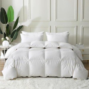 BPC King Size Feather Comforter, Filled with Feather and Down Fiber, 106x90 Inches All Season Duvet Insert Luxurious Fluffy Hotel Bedding Comforters with 100% Cotton Cover and 4 Corner Loops