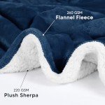 Utopia Bedding Sherpa Blanket Queen Size (Navy, 90x90 Inches) - Soft Lightweight Plush Fleece Reversible Blanket for Bed, Sofa, Couch, Camping and Travel