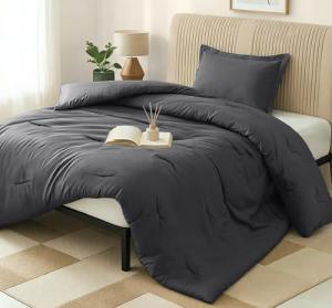 Utopia Bedding Twin Comforter Set Grey, Comforters Twin Size 2 Pieces Bedding Comforters Sets, Down Alternative Soft Bed Set, 1 Comforter (64 x 88 inches) 1 Pillow Sham (20 x 26 inches)