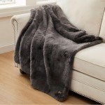 UGG 16802 Euphoria Plush Faux Fur Reversible Throw Blanket for Luxury Hotel Style Couch or Bed Blankets Cozy Machine Washable Luxurious Fuzzy Fluffy Sofa Throws, 50 x 70-Inch, Charcoal